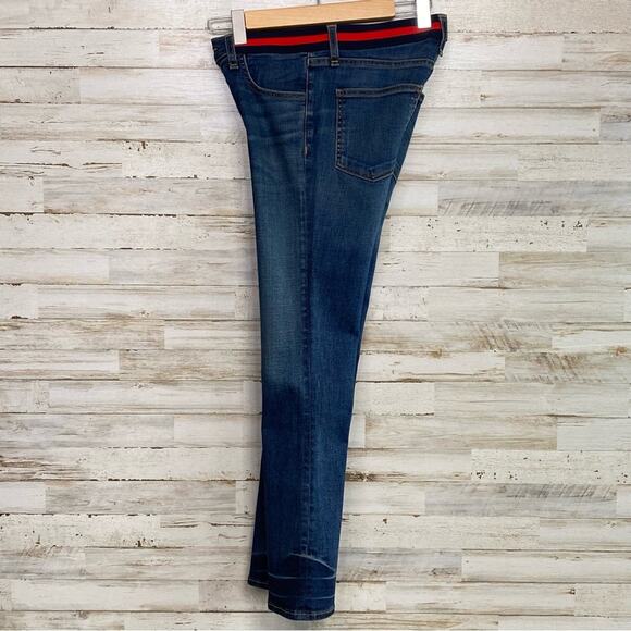 Veronica Beard Carolyn 10" Baby Boot Womens Size 26" Blue Tidal Tuxedo Waistband - Picture 9 of 16